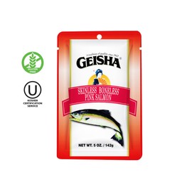 GEISHA Skinless Boneless Pink Salmon 5oz (Pack of 12), Pink Salmon| HALAL - Contains 9g of Protein - Kosher - Zero Trans Fat – Gluten Free - No Sugar Added – Wild Caught