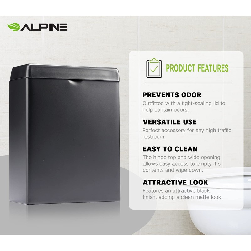 Alpine Sanitary Napkin Receptacle – Wall Mounted Tampon Holder For