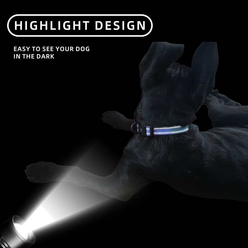 Reflective Nylon Pet Collar with Quick-Release Buckle – Adjustable, Durable,