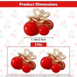 AEGYPIUS Cherry Claw Clip, 2 Pcs Cherry Hair Clip Mini Claw Clips with Pearl, Cherry Hair Clips Cherry Hair Accessories Cherry Clip Mini Claw Clip Novelty Hair Clips Small Hair Claw Clips for Women