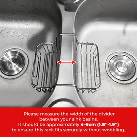 BuleVina Stainless Steel Sponge Holder for Kitchen Sink - Never Rust Hanging Saddle Double for Soap Kitchen Sink Caddy 2.2 inch, Rustproof Organizer for Dishwashing and Brush Drying