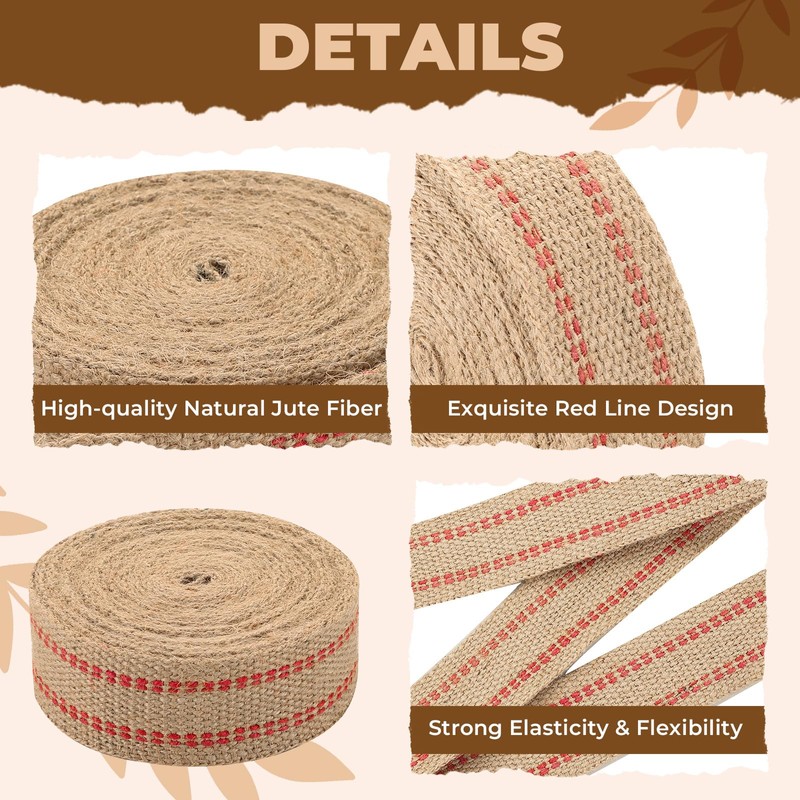 NATGAI Jute Webbing Tape, 5 cm (2 inch) Wide, 9.1