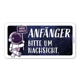 Car Magnetic Sign Beginner Astronaut I 20 x 10 cm I kfz771