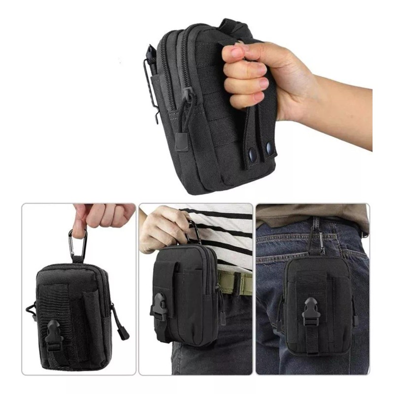 LJK Bolsa Morral Tactica Porta Celular Cinturon Multiusos Campin