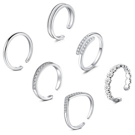 Zolure Toe Rings for Women Stainless Steel Silver Toe Ring