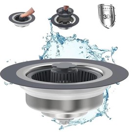 Upgraded 3-in-1 Kitchen Sink Strainer with Basket Strainer and Press-On Drain Plug - Fast Drainage and Effective Filtration Home Goods laundry basket - type: 1 pcs
