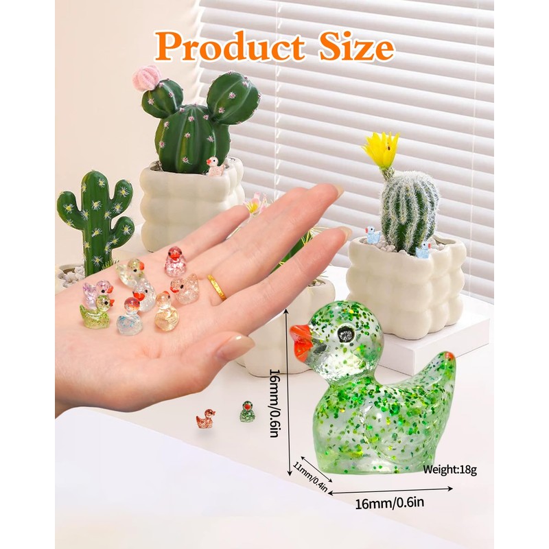 PODOEIL 100Pcs Resin Ducks Tiny Ducks Set, Multi-Color Tiny Duck