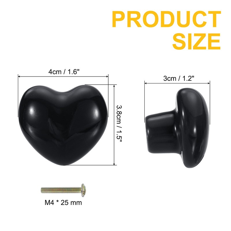 sourcing map 4 Packs Ceramic Drawer Knobs, Heart-Shaped Dresser Pulls,