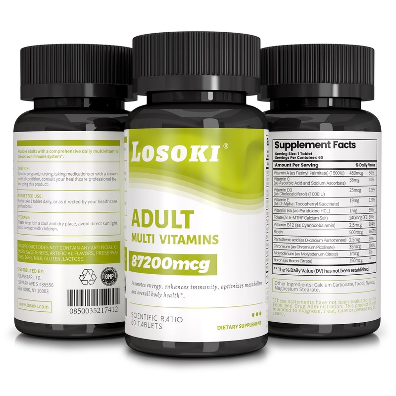 Losoki Adult Multi Vitamins - Comprehensive Daily Multivitamin Supplement for
