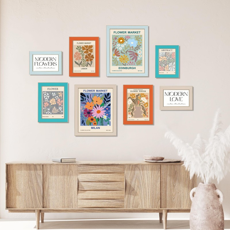 VIOLABBEY 5x7 Picture Frames Set of 4, Colorful Photo Frame