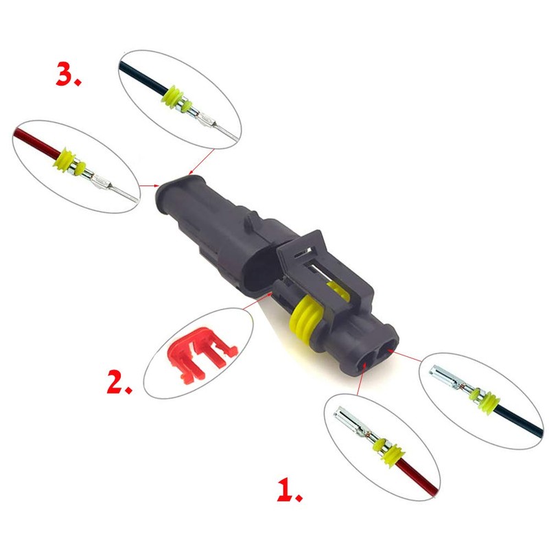 YETOR 2 pin connector kit,car way Waterproof Connector, 10 Kit