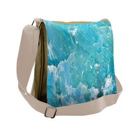 Lunarable Marble Messenger Bag, Mineral Crystal Motif Stone, Unisex Cross-body