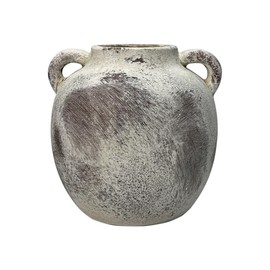 CLYMON Handcrafted Ceramic Vase, 5.8 Inch Terracotta Vase with Handles, Rustic Decorative for Farmhouse, Living Room, Table, or Shelf - Elegant Gray