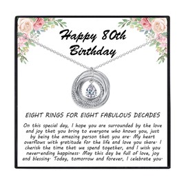 EPIRORA 80th Birthday Gifts for Women, Silver Circles Pendant Necklace 80 Years Old Birthday Jewellery Gifts for Her Wife Grandma Mom Aunt Friend Sister