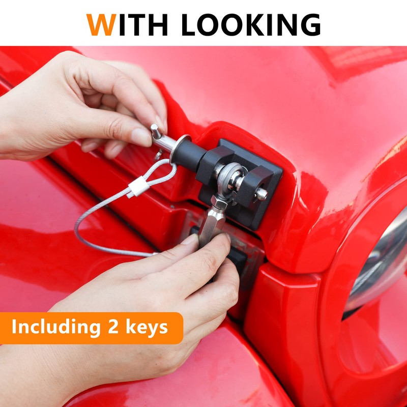 RERPRO JL Hood Latches Lock for 2018-2024 2025 Jeep Wrangler