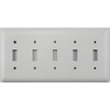Classic Accents Rounded White Switch Plates - (5 Gang Toggle