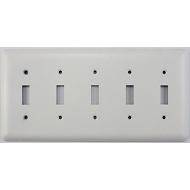 Classic Accents Rounded White Switch Plates - (5 Gang Toggle Light Switch)