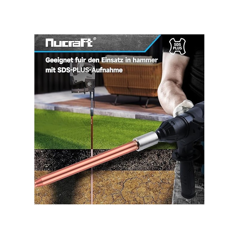Nucraft SDS-PLUS Professional Ground Nail Driver for Inserting Deep Earth