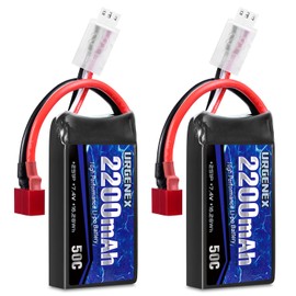 URGENEX 7.4V 2200mAh Lipo Battery 50C(Burst 80C) High Discharge Rate RC Batteries with Dean-Style T Plug Fit for RC Car Truggy, RC Airplane, FPV Drone, UAV Quadcopter and Helicopter