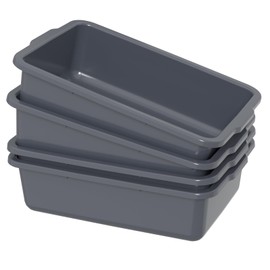 Joyeen 32 Liter Large Commercial Bus Trays Tote Box, Grey Plastic Wash Basins Set of 4