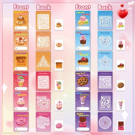 Paquete de 36 tarjetas para el día de San Valentín para el aula de niños, tarjetas de San Valentín de laberinto con sobres de tatuajes, tarjetas de feliz San Valentín para la escuela de niños,