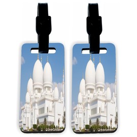 Island Gifting Hardboard Luggage Identifiers Tags with Straps Featuring Sheikh Zayed Grand Mosque in Abu Dhabi in UAE(x8), WDx8-Luggagetag-1566