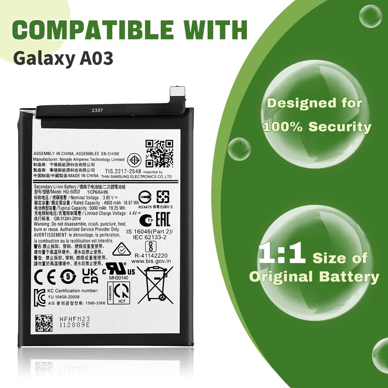 SWARK New HQ-50SD Rechargeable Battery Compatible with Galaxy A03 with