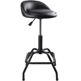 SMART JERRY - Garage Shop Stools, Counter Height Bar Stools, Swivel Barstools Height Adjustable, Work Bench Stool with Back, Kitchen Bar Height Chairs, Black (330lb Weight Capacity)