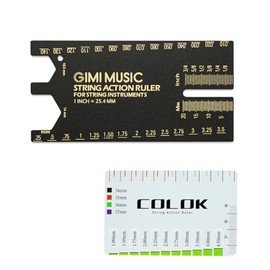 GIMI Multi-functional Guitar String Ruler String Action Ruler Aluminum Alloy Guitar String Height Adjustment Stringed Instrument Fret Saddle Nut Height Fine Adjustment Precision Scale Black Gold Color