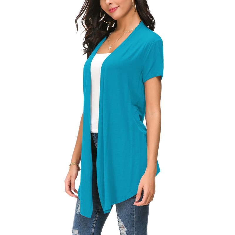 Urban CoCo Womens Solid Open Front Short Sleeve Cardigan (XL,