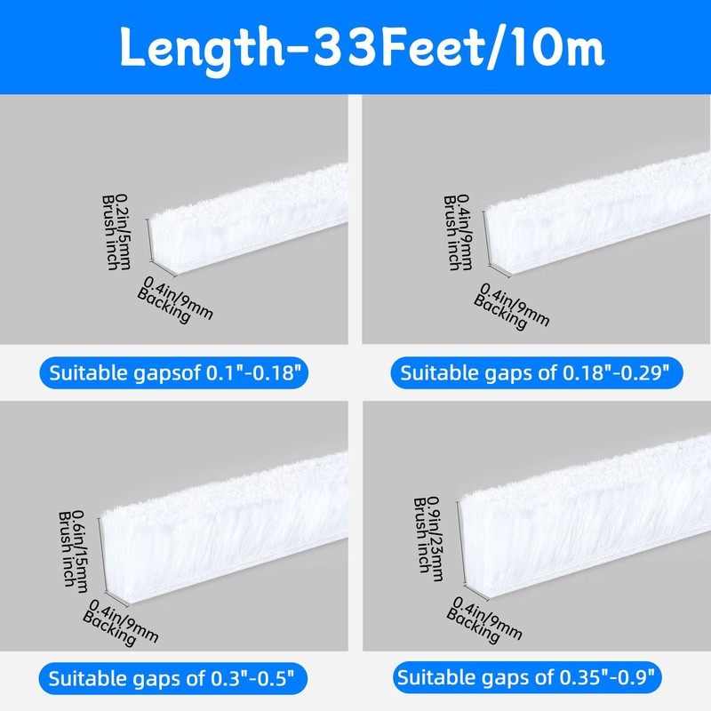 Weather Stripping Door Window Seal Strip 33 Ft, Selfadhesive Strong