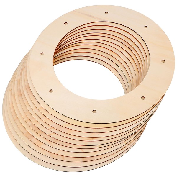 NUOBESTY 12pcs Wooden Wreath Frames Wood Garland Hoops for Craft