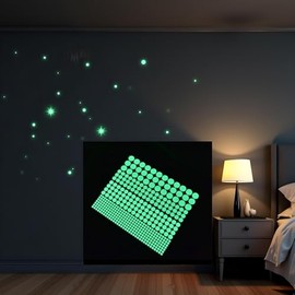 1 Sheet Glow in The Dark Wall Stickers, 407 Pcs Removable Dots Wall Decals Room Decor Kit,Adhesive Dots Luminous Ceiling Decals for Kids Bedroom Halloween Home Decoration,Perfect Party Birthday Gift