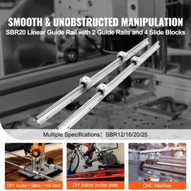 Happybuy Linear Motion Set - SBR20 2200mm, 2 Rails & 4 Blocks for DIY CNC & Automation
