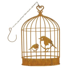 khevga Window Decoration Metal Rust Hanging Bird Cage 28 x 18 cm