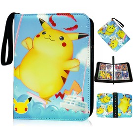 Freyauga Trading Card Album 4 Compartments 50 Sleeves for 400 Cards, Cards Scrapbook Collection Folder with Zip Carry Handle, Waterproof 3-Ring Cards Book Folder Book Folder