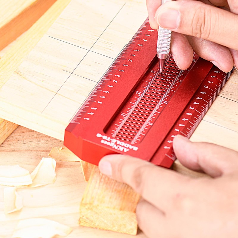 AKNgoes Woodworking Saddle T-Square Ruler 6in, T-Square for Carpenter Work,