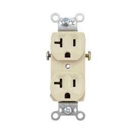 Pass & Seymour CR20-I 20A 125V Narrow Body Duplex Receptacle Straight Blade Commercial Grade, Ivory (10 Pack)