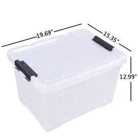 Tstorage 50 Quart Plastic Storage Container with Lid and Wheels Large Storage Bin, Transparent and Black, 4 Packs