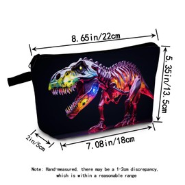 MoCaliduccious Neon Dino Skeleton Print Makeup Bag Gift-Ready for Birthdays, Xmas & Sci-Fi Enthusiasts Cyberpunk Birthday Gifts for Adults