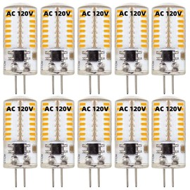 ZHENMING 110V- 130V G4 LED Bulb 120V Dimmable 3W (Not Low Voltage 12V) 20W 30W Halogen Equivalent G4 Bi-Pin Base Warm White 3000K LED Bulb for Under-Cabinet Lights, Ceiling Lights - Pack of 10