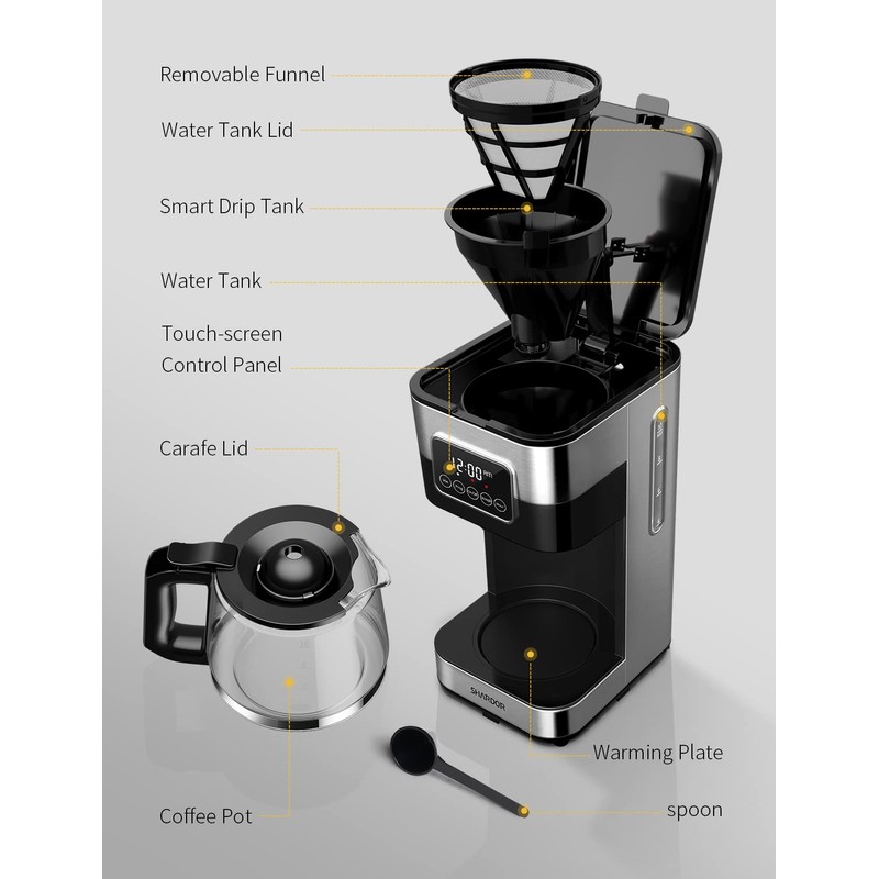 SHARDOR 10-Cup Programmable Coffee Maker, Regular & Strong Brew Drip