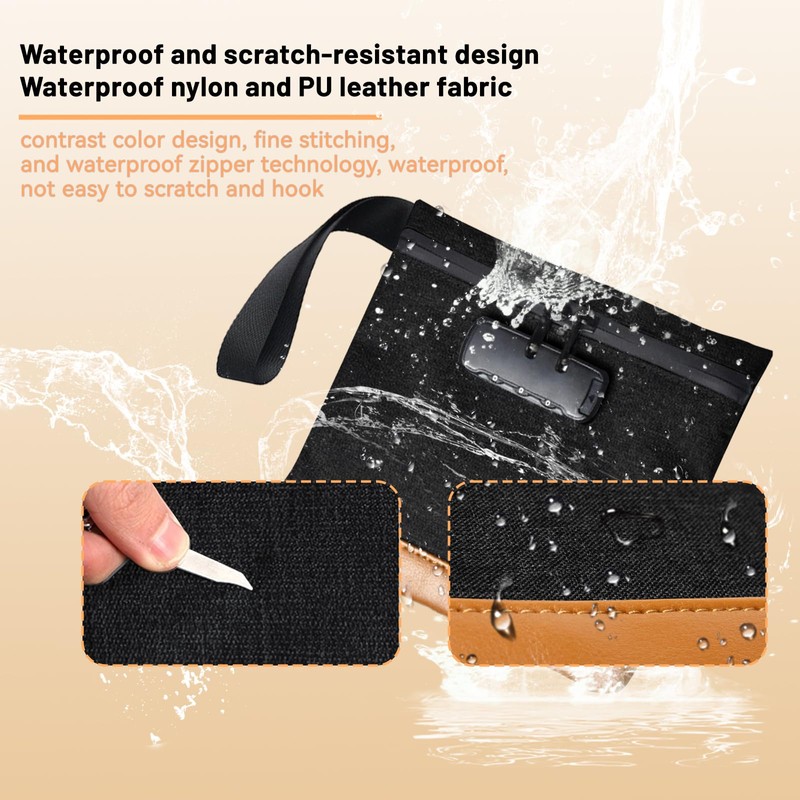 RHBTH Anti-Geruchs-Tasche mit Zahlenschloss, 20x18.8 cm sichere wasserdichte Geldtasche, Carbonfutter,
