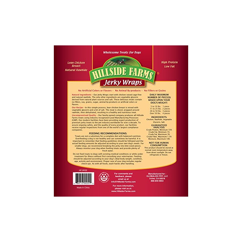 Hillside Farms Chicken And Rawhide Jerky Wraps Premium Dog Treats,