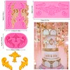 Rainmae 5 Pcs Baroque Style Curlicues Scroll Lace Fondant Silicone