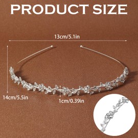 YUZHEDM Tiara Wedding Headband Wedding Headband Girls Crown Women Crystal Tiara Leaf Headband Headpiece Sparkling Party Hair Accessories for Women and Girls