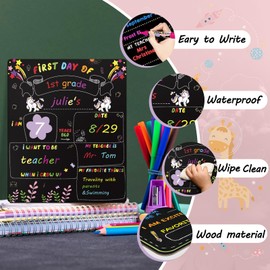 First Day of School Sign & Last Day of School Board Double Sided & Reusable School Chalkboard Sign for Kids Back to School Chalkboard Sign 12'' x 10''