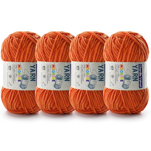 4 Pac Chenille Yarn for Crocheting - Blanket Yarn for