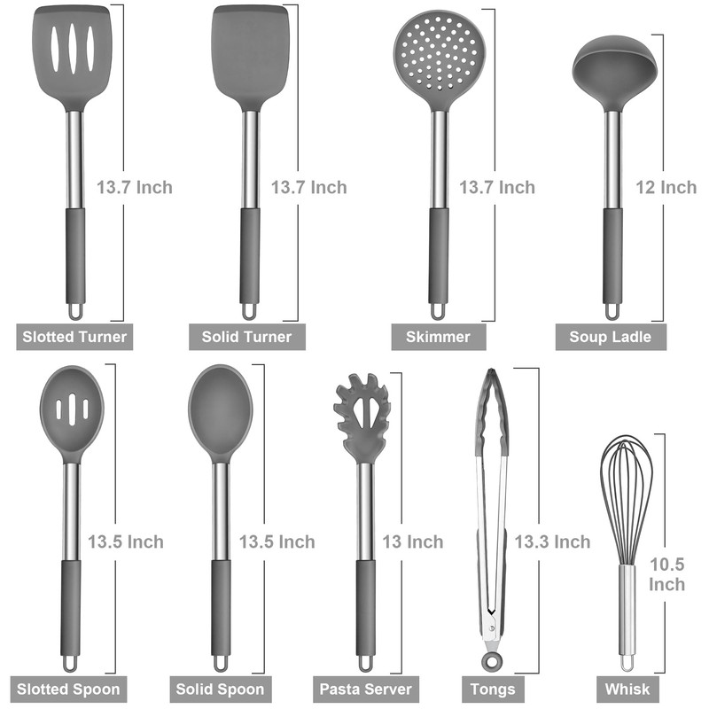 HaWare Silicone Utensils Set, 9-Piece Kitchen Cooking Utensils, Non-stick Heat