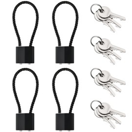 Supkiir 4 Pcs Cable Lock with Keys, Heavy Duty Cable Locks Set with Keys Alike Wire Rope Padlock for Gym Locker, Luggage, Case, Backpack and Fence